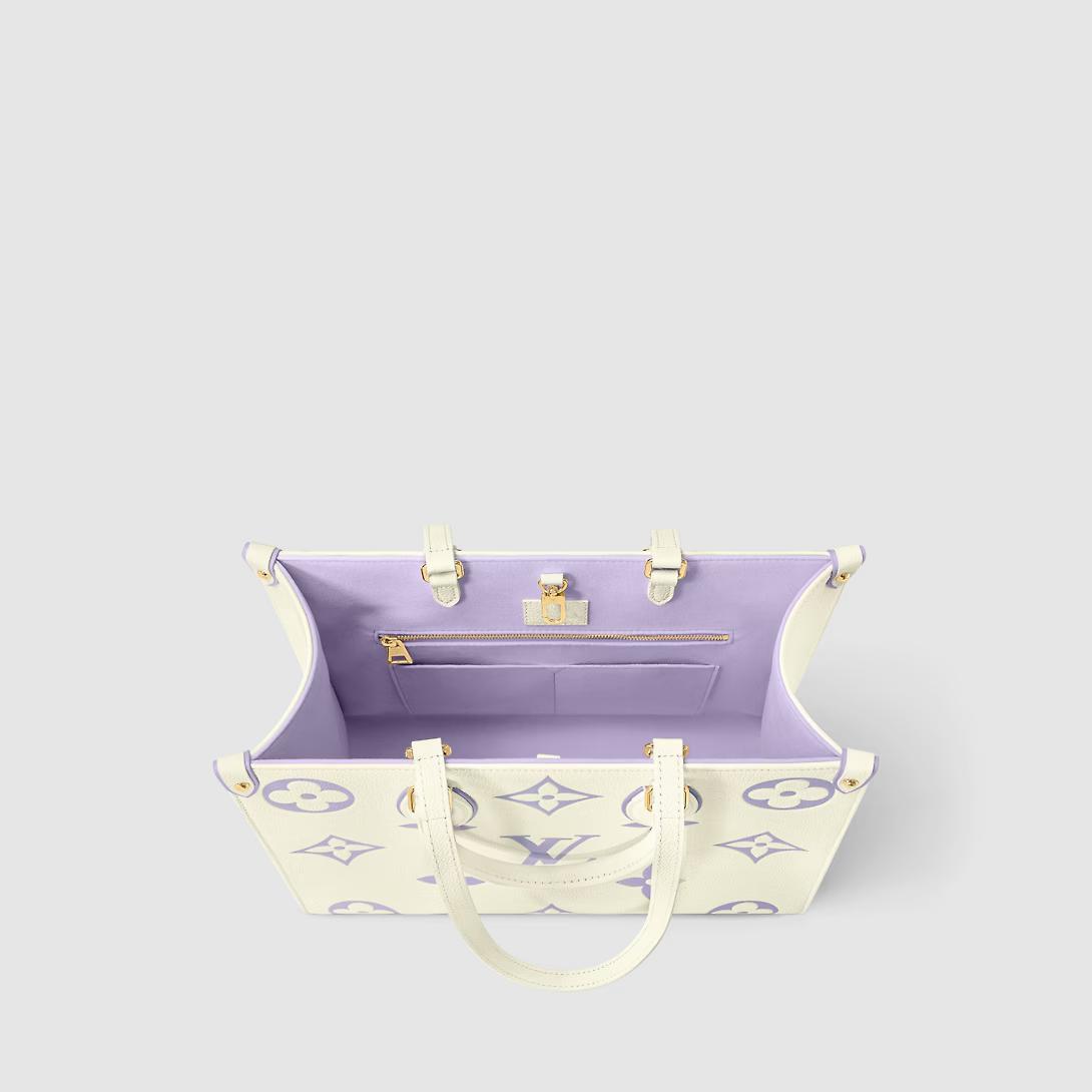 Túi Louis Vuitton Onthego Mm Da Bicolor Monogram Empreinte Nữ Trắng Tím